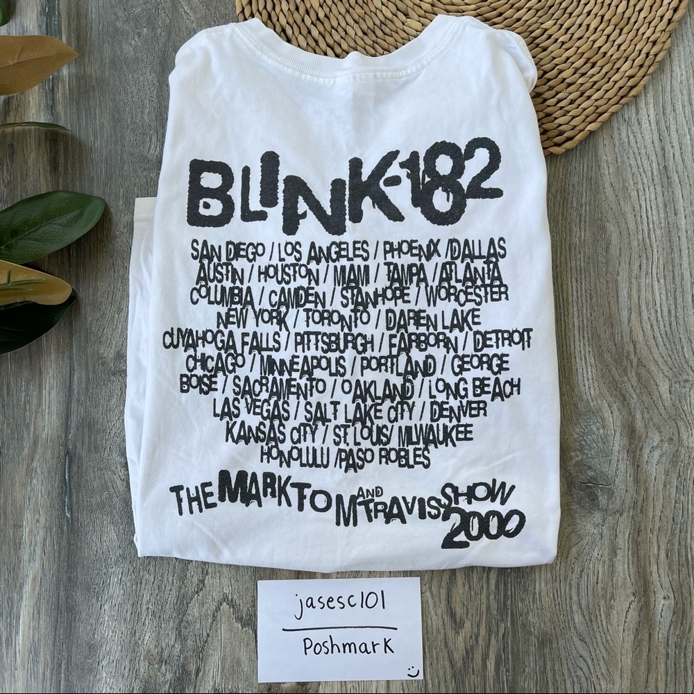 Vintage BLINK 182 White Rock Band T Shirt 2000 Large Adult Y2K Deadstock RARE - Picture 13 of 16